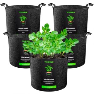 VIVOSUN Lot de 5 Sacs de Culture Robustes en Tissu Non tissé épais de 300 g avec poignées