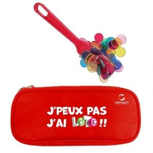 Kit 3 en 1 Loto Bingo multicolore Baton Magnetique Ramasse Jetons 100 pions de loto fluo Trousse Set Accessoires Jeu et carte
