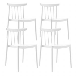 Oviala Lot de 4 chaises de terrasse blanc en plastique