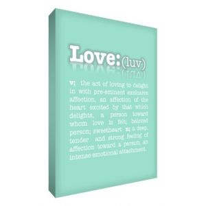 Image de Feel Good Art 61 x 91 cm-Extra Large A1 Typographie moderne dictionnaire produit of Love Toile d&eacute;corative sur ch&acirc;ssis &eacute;pais Vert menthe