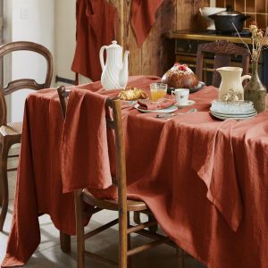 Easy Dort Nappe rectangle lin français paprika 170x250 cm