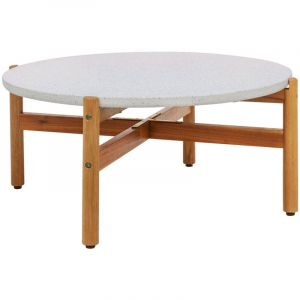 Table basse Naturel/Blanc - Bois d'acacia et pierre - 84,5x84,5x38,5 cm - Table basse Terracina - House Nordic