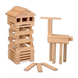 Relaxdays Blocs de Construction, Lot de 100, Plaquettes, HxLxP : env. 12 x 2,5 x 0,7 cm, en Bois, Nature