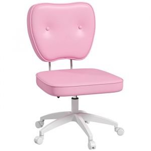 Vinsetto Chaise de Bureau sans accoudoirs, Fauteuil de Bureau, Hauteur r&eacute;glable, Assise rembourr&eacute;, Dossier Moyen et pivotant 360&deg;, Chaise d'ordinateur Moderne pour Bureau, Chambre, Rose