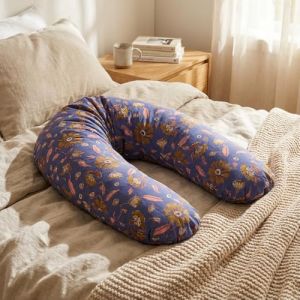 Image de Babysom Coussin de Maternit&eacute; 3 en 1 : Grossesse, Allaitement & Repos B&eacute;b&eacute; - Housse 100% Coton - Motif Fleuri Violet / Orange - XXL