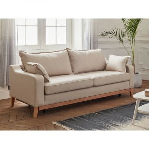 Edda Canapé 3 places convertible en tissu style scandinave Couleur Beige