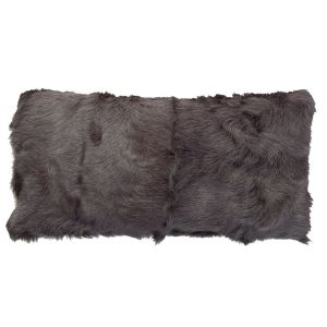 Image de Now's Home Coussin en poils de chèvre frisés gris 25x50