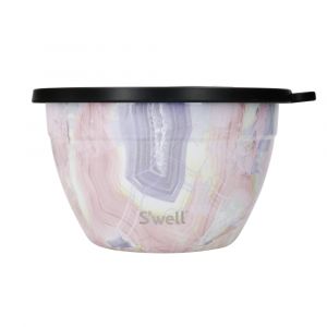 S'well Salad Bowl Kit, Geode Rose 1.9L - Boîte à salade avec récipient à condiments et plateau amovible - Anti-fuite et lavable au lave-vaisselle