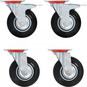 VidaXL Roulettes 4 pcs Roulette de Mobilier Chariot Roulant Etagère à Livre Roulette de Meuble Bibliothèque Panier d'Achat Capacité 60 kg 75 mm