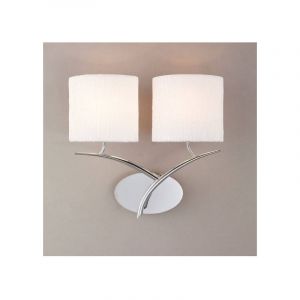 Diyas Applique murale Eve avec interrupteur 2 Ampoules E27, chrome poli avec Abat jours blanc ovale