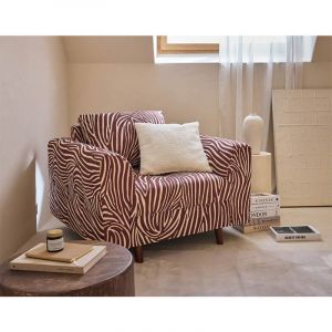 Lisa Design - Rune - fauteuil zèbre en velours - marron / blanc