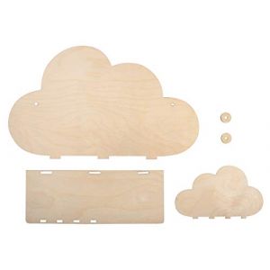 Rayher 62975505 Etag&egrave;re murale enfant, nuage, bois naturel FSC MixCred, 1 Kit, 35X21X10cm, d&eacute;coration, chambre d&rsquo;enfant