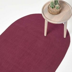 Homescapes - Tapis ovale tissé à plat en coton Prune, 50 x 80 cm