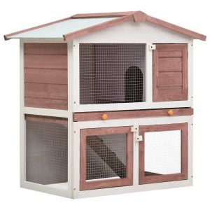 Clapier cage d'extérieur 3 portes 94 x 60 x 98 cm bois marron 02_0000590