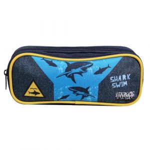 BAGTROTTER Trousse scolaire 2 compartiments Vorax Bleue Requins