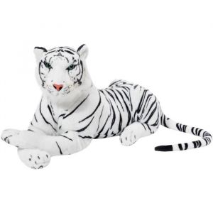 Brubaker Peluche de Tigre 75 cm - Couché Peluche de Tigre - Blanc