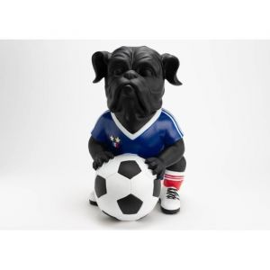 Statue : Chien footballer France XXL - Amadeus - Multicolore - R&eacute;sine