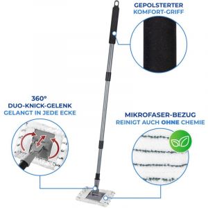 Wenko Maximex Balai télescopique pour Salle de Bain et carrelage Profi avec 2 Housses, Lavable jusqu'à 60°C, avec Articulation Duo 360