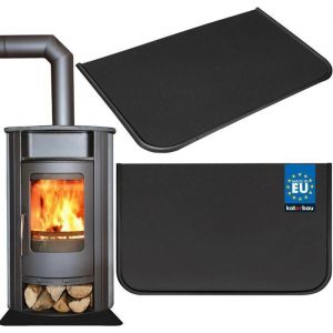 Plaque de protection sol pour po&ecirc;le de chemin&eacute;e - 30x50 cm - en acier rev&ecirc;tu par pulv&eacute;risation - Noir - Kotarbau