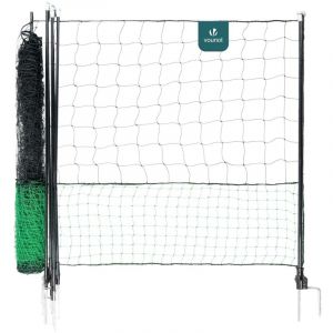 VOUNOT Kit Filet &agrave; Poules 12M en PE R&eacute;sistant avec Porte d'acc&egrave;s pour Enclos Ext&eacute;rieur Cl&ocirc;tures Volaille Protection Poules Canards Piquets Double Pointes Accessoires Inclus