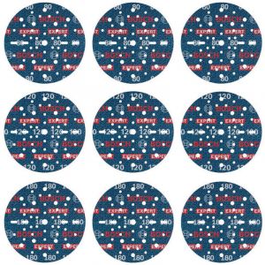 Bosch EXPERT O780 Lot de 9 disques abrasifs 150 mm (pour bois dur, peinture sur bois, &Oslash; 150 mm, grain 3 x 80, 3 x 120, 3 x 180, accessoires professionnels ponceuse excentrique)