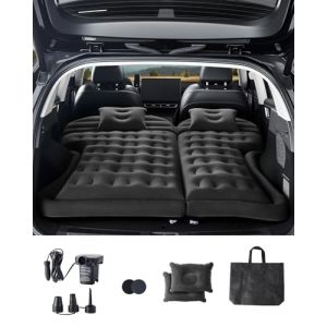 VEVOR Matelas gonflable pour voiture, lit gonflable épais et floqué, matelas de couchage portable et durable avec pompe à air, 2 oreillers, embout, sac de transport, pour la plupart des SUV, MPV, noir