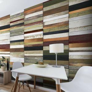 Artgeist Papier Peint "Rainbow Colored Wood Tones" 50x1000cm