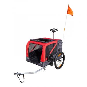 Ultime Bike Remorque velo utilitaire maxi 45kg colori rouge avec roues 20 fixation axe de roue arriere fond metal renforce pour transport chien ou bagage avec