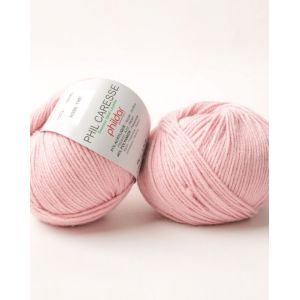 Pelote de fil &agrave; tricoter Phildar caresse rose th&eacute;