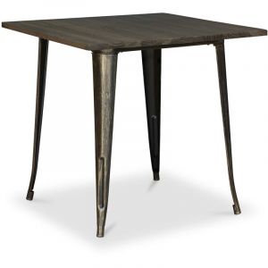 Privatefloor Table à manger carrée - Design industriel - Bois et métal - Stylix Bronze métallisé