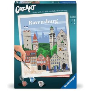 Ravensburger CreArt 23685 Peinture par numéros Colorful partir de 12 Jubilé 50 Ans-Triangle Bleu, Blanc, Centre