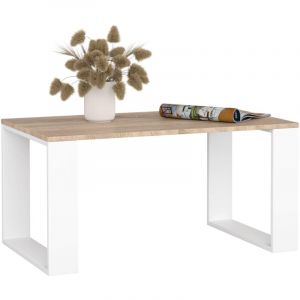 Akord - Table basse nox Ch&ecirc;ne Sonoma 92 cm pieds Blancs 92x53x45 cm