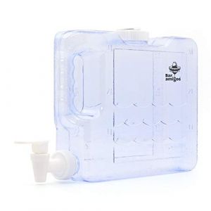 Bar Amigos Distributeur d'eau 3L en plastique PETG transparent, universel, bleu et blanc, pour le bureau, le voyage, le camping, cocktails et punch