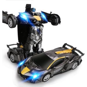 MEWAU 1:12 RC voiture/robot transformable - 2 en 1Voiture T&eacute;l&eacute;command&eacute;e - D&eacute;tection de Gestes - Voiture Jouet - Gris