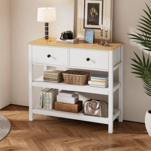 Buffet 60x40x101cm, avec 6 compartiments, 1 tiroir, meuble haut de salon, commode, couleur naturelle