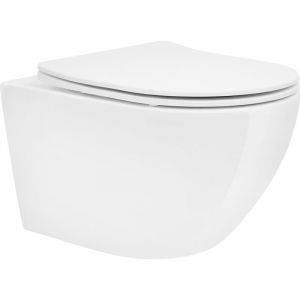 LuxeBath WC Suspendu sans Rebord, Blanc, en C&eacute;ramique, &agrave; Chasse d'Eau Profonde Tornado,