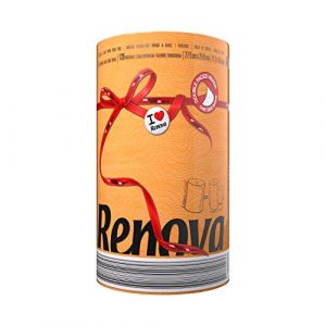 Renova Essuie-tout Black Label Orange, 2 plis, coloré et technologie double face, 1 rouleau