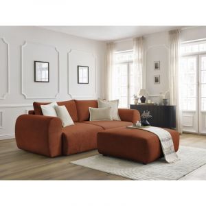 Bobochic Canapé droit convertible coffre LUCIEN tissu lisse avec pouf