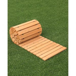 VEVOR Chemin de Jardin en Bois, 368x56 cm, Allée de Jardin Droite Déroulante Antidérapante Décorative en Cèdre avec Connexion par Câble Métallique, pour Fêtes, Mariages, Cour, Terrasse, Extérieur