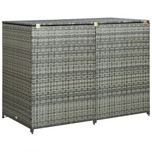 VidaXL Abri de poubelle double Résine tressée Anthracite 148x77x111cm - 8719883223322