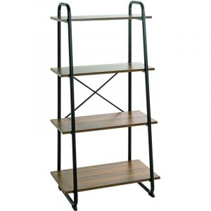 Pegane Etagère de salle de bain coloris noir-chêne - Longueur 60 x Profondeur 36 x Hauteur 128 cm -
