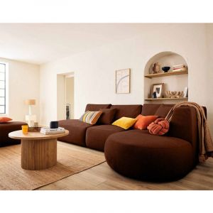 Santorini - canapé modulable d'angle droit - 5 places - en tissu texturé - Terracotta