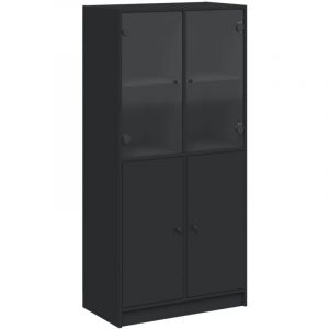VidaXL Buffet haut avec portes noir 68x37x142 cm bois d'ingénierie, armoire latérale, armoire de rangement haute, vitrine haute, armoire haute