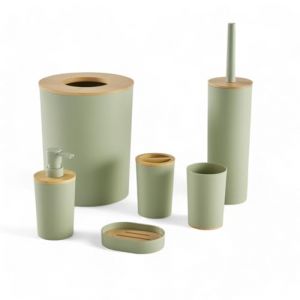 Today Access SDB, Lot de 6, en Plastique, Bambou, Ensemble Complet, Green