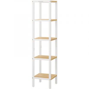 Songmics Étagère de salle de bain à 5 niveaux en bambou beige naturel