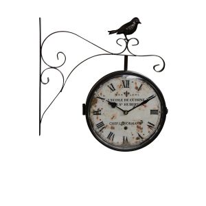 Image de Décoration d'Autrefois Horloge De Gare Ancienne Double Face L'Ecole de Cuisine Le St Hubert Fer Forge Blanc 24cm