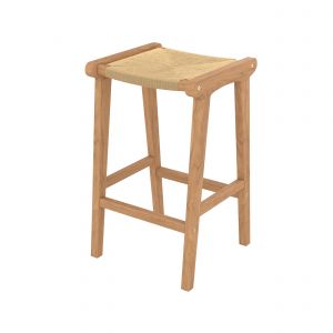 Tabouret pour ilot central 68 cm en teck et rotin - kuna