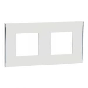 Schneider Electric Unica Déco Subtil - Plaque de finition - Blanc liseré argent - 2P - horiz vert (NU600440)