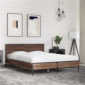 VidaXL Bedframe bewerkt hout metaal bruin eikenkleur 120x190 cm3280026