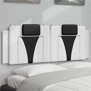 VidaXL Coussin de Tête de Lit, Oreiller de Lecture avec Fermeture à Glissière, Coussin de Lecture pour Lit Chambre, Noir et Blanc 120 cm Similicuir